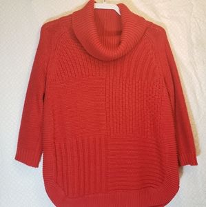 Women's 3/4 Sleeve Red Cowl Neck Sweater